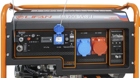 Бензиновый генератор  10500EA-3U с датчиком моточасов (с мощн без огранич при 1-но и 3-х фазном режиме)